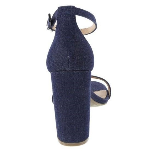 Womens Sandals Brash Houston Blue Denim 8.5 Fabric Block Heel Open Toe Ankle - Picture 4 of 5